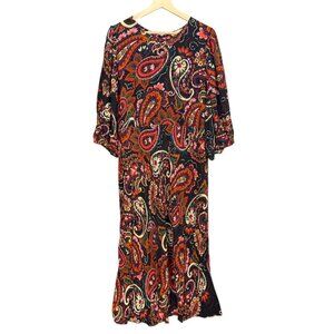 Kachel Anthropologie Multicolor Puff Sleeve Maxi Dress‎ 3X Cottagecore Dopamine